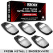 Dodge 19-23 RAM Heavy-Duty 2500 & 3500 (5-Piece Set) Smoked Cab Roof Light Lens with 2-Way Forward & Rear Facing White ULTRA High-Power LEDs - ATTN: This cab light set is for a fresh install on a truck that DID NOT come with OEM cab roof lights (No Square Hole Required - Only 2 Small Screw Holes & a 1/4