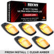 Dodge 19-23 RAM Heavy-Duty 2500 & 3500 (5-Piece Set) Clear Cab Roof Light Lens with 2-Way Forward & Rear Facing Amber ULTRA High-Power LEDs - ATTN: This cab light set is for a fresh install on a truck that DID NOT come with OEM cab roof lights (No Square Hole Required - Only 2 Small Screw Holes & a 1/4
