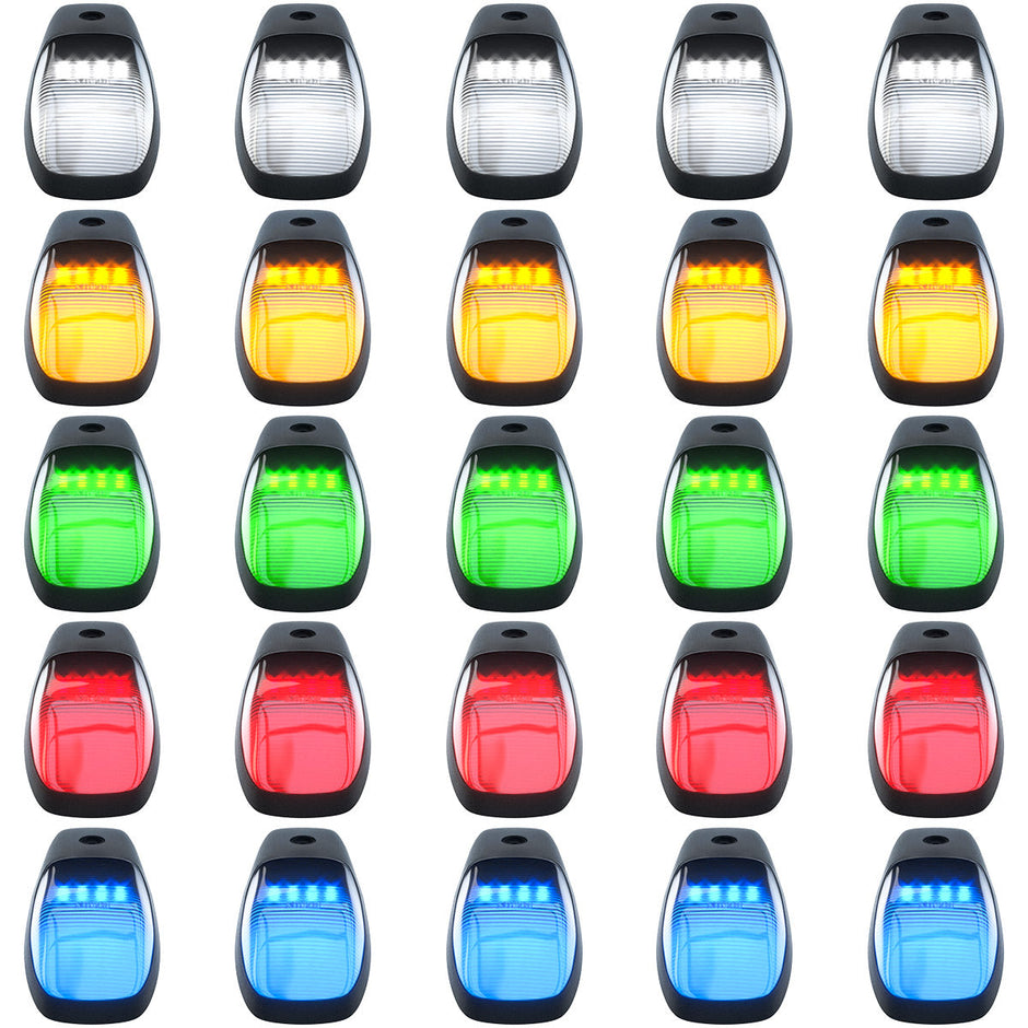 Dodge 19-23 RAM Heavy-Duty 2500 & 3500 (5-Piece Set) Clear Cab Roof Light Lens with RGB (Multi-Colored) High-Power LED's - ATTN: Cab Lights are User Controlled by Bluetooth Using App Thru Mobile Phone / Tablet - ATTN: This cab light set is for a fresh install on a truck that DID NOT come with OEM cab roof lights (No Square Hole Required - Only 2 Small Screw Holes & a 1/4