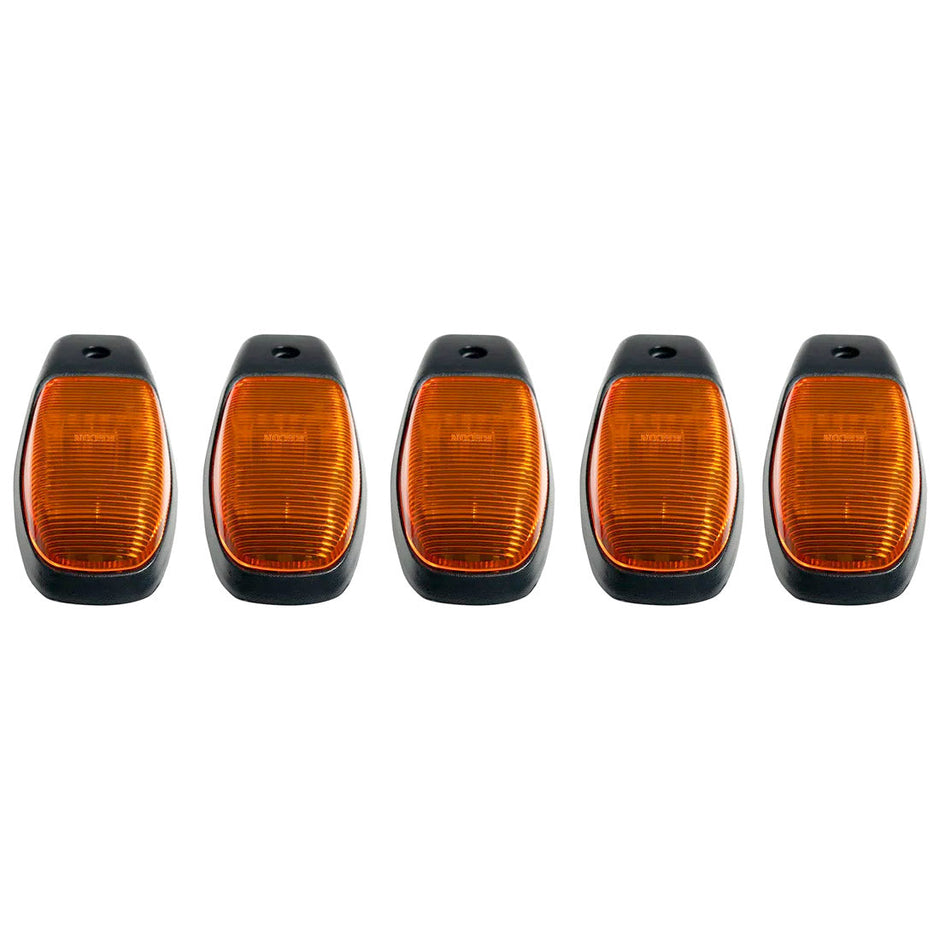 Dodge 19-23 RAM Heavy-Duty 2500 & 3500 (5-Piece Set) Amber Cab Roof Light Lens with 2-Way Forward & Rear Facing Amber ULTRA High-Power LEDs - ATTN: (Plug-N-Play Replacement for OEM Factory Installed Cab Roof Lights)
