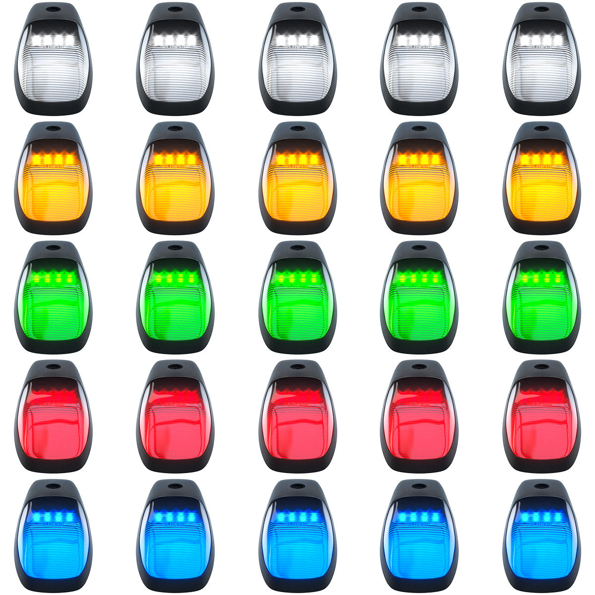 Dodge 19-23 RAM Heavy-Duty 2500 & 3500 (5-Piece Set) Smoked Cab Roof Light Lens with RGB (Multi-Colored) High-Power LED's - Complete Kit With Wiring & Hardware - ATTN: Cab Lights are User Controlled by Bluetooth Using App Thru Mobile Phone / Tablet - MULTI-COLORED - Image 6