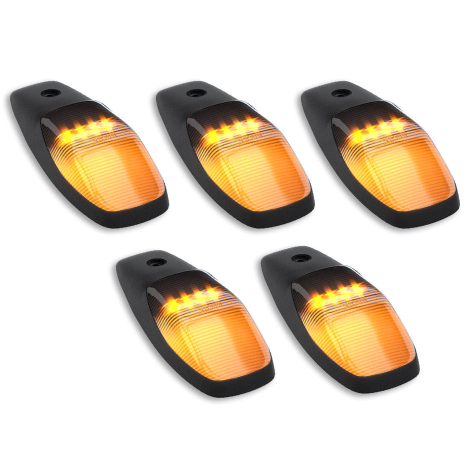 Dodge 19-23 RAM Heavy-Duty 2500 & 3500 (5-Piece Set) Smoked Cab Roof Light Kit with White & Amber Ultra High-Power Strobe LED's & White or Amber Running Light LED's - (Complete Wiring Kit & Hardware Included) - Image 6