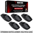 Dodge 19-23 RAM Heavy-Duty 2500 & 3500 (5-Piece Set) Smoked Cab Roof Light Kit with White & Amber Ultra High-Power Strobe LED's & White or Amber Running Light LED's - (Complete Wiring Kit & Hardware Included)