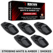 Dodge 19-23 RAM Heavy-Duty 2500 & 3500 (5-Piece Set) Smoked Cab Roof Light Kit with White & Amber Ultra High-Power Strobe LED's & White or Amber Running Light LED's - (Complete Wiring Kit & Hardware Included) - Image 3