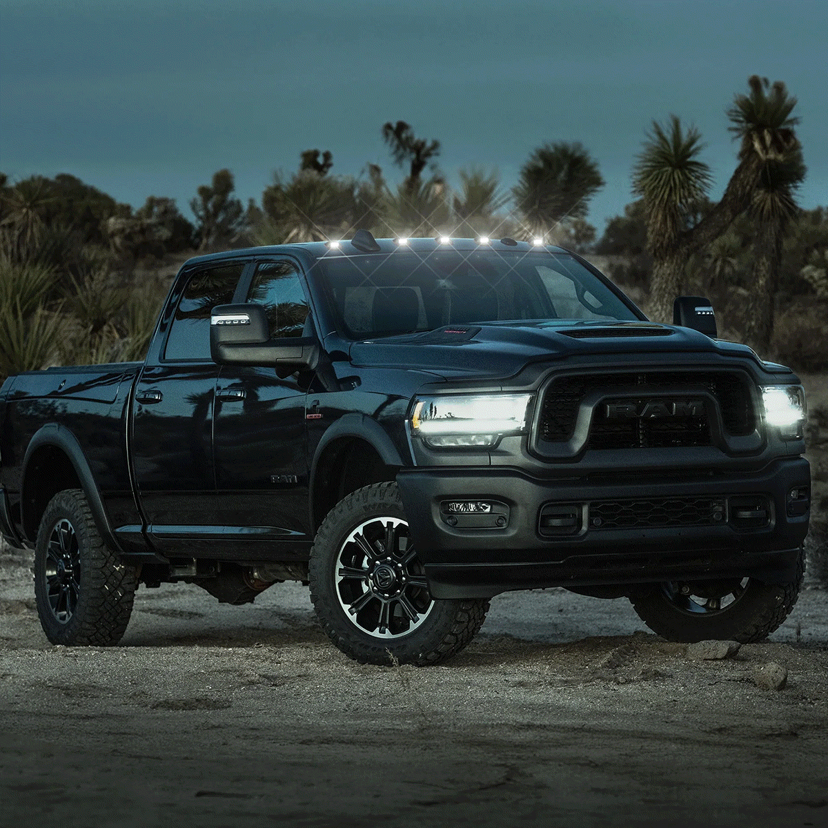 Dodge 19-23 RAM Heavy-Duty 2500 & 3500 (5-Piece Set) Clear Cab Roof Light Lens with RGB (Multi-Colored) High-Power LED's - Complete Kit With Wiring & Hardware - ATTN: Cab Lights are User Controlled by Bluetooth Using App Thru Mobile Phone / Tablet - MULTI-COLORED