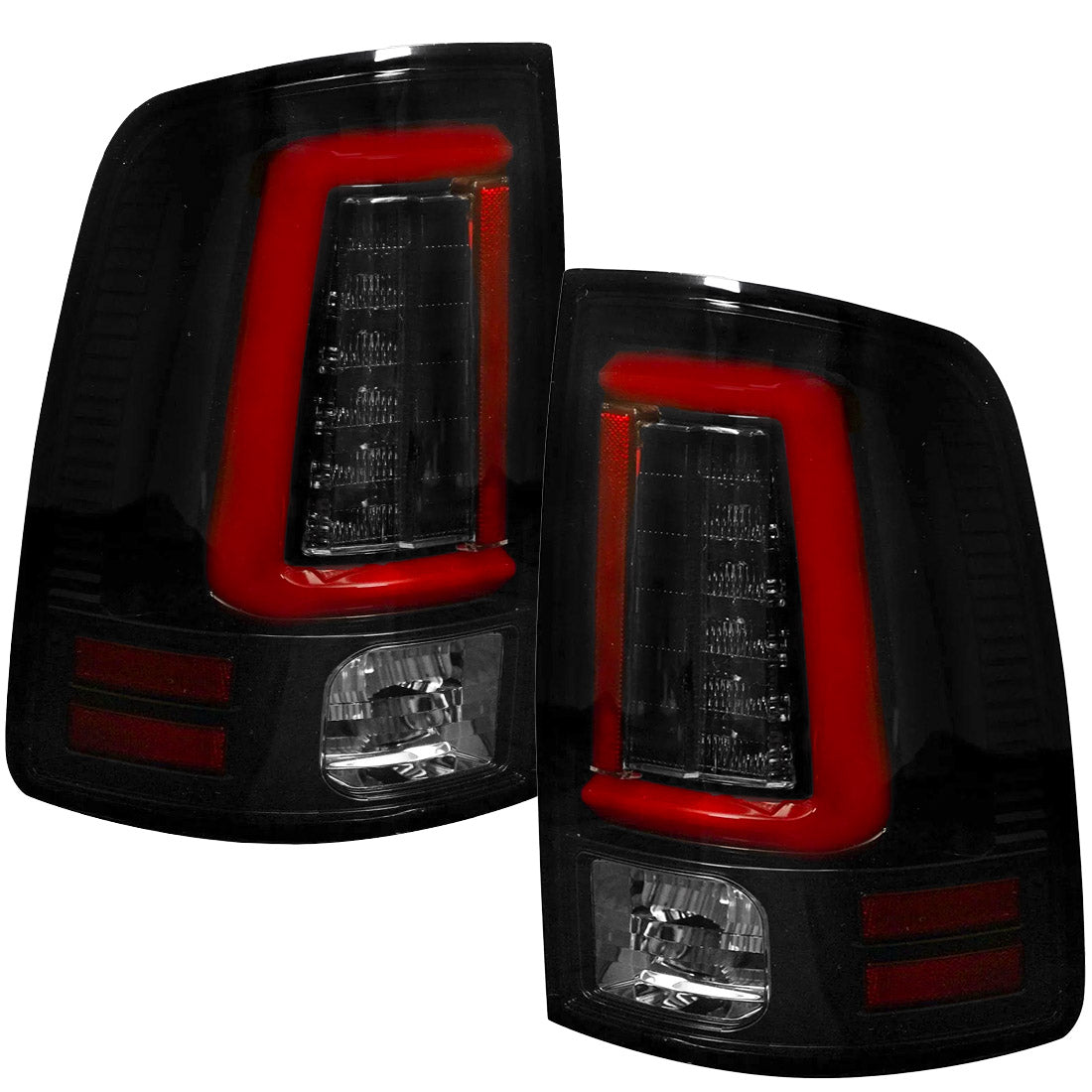 Dodge 09-18 RAM 1500 & 10-18 RAM 2500/3500 OLED TAIL LIGHTS w/ Scanning OLED Turn Signals (Replaces Factory OEM Halogen Tail Lights) - Smoked Lens - Image 2