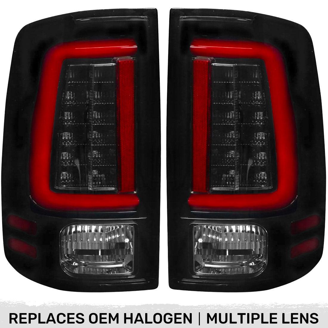 Dodge 09-18 RAM 1500 & 10-18 RAM 2500/3500 OLED TAIL LIGHTS (Replaces Factory OEM Halogen Tail Lights) - Smoked Lens