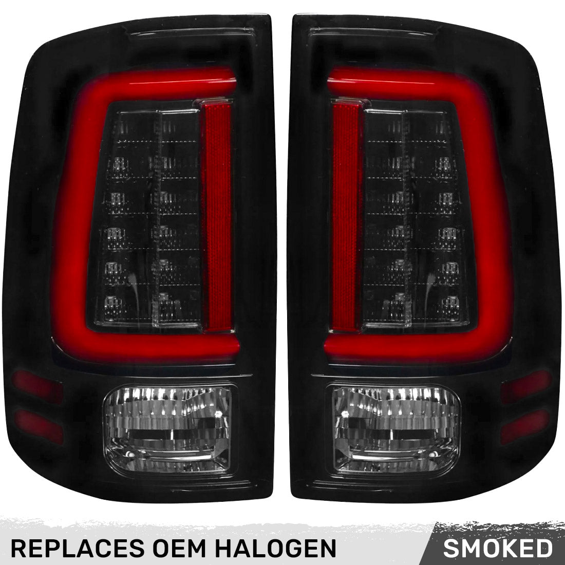 Dodge 09-18 RAM 1500 & 10-18 RAM 2500/3500 OLED TAIL LIGHTS (Replaces Factory OEM Halogen Tail Lights) - Smoked Lens - Image 4