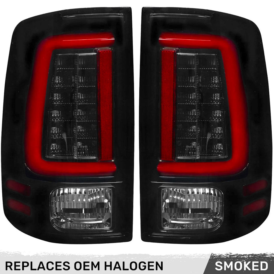 Dodge 09-18 RAM 1500 & 10-18 RAM 2500/3500 OLED TAIL LIGHTS (Replaces Factory OEM Halogen Tail Lights) - Smoked Lens - Image 4