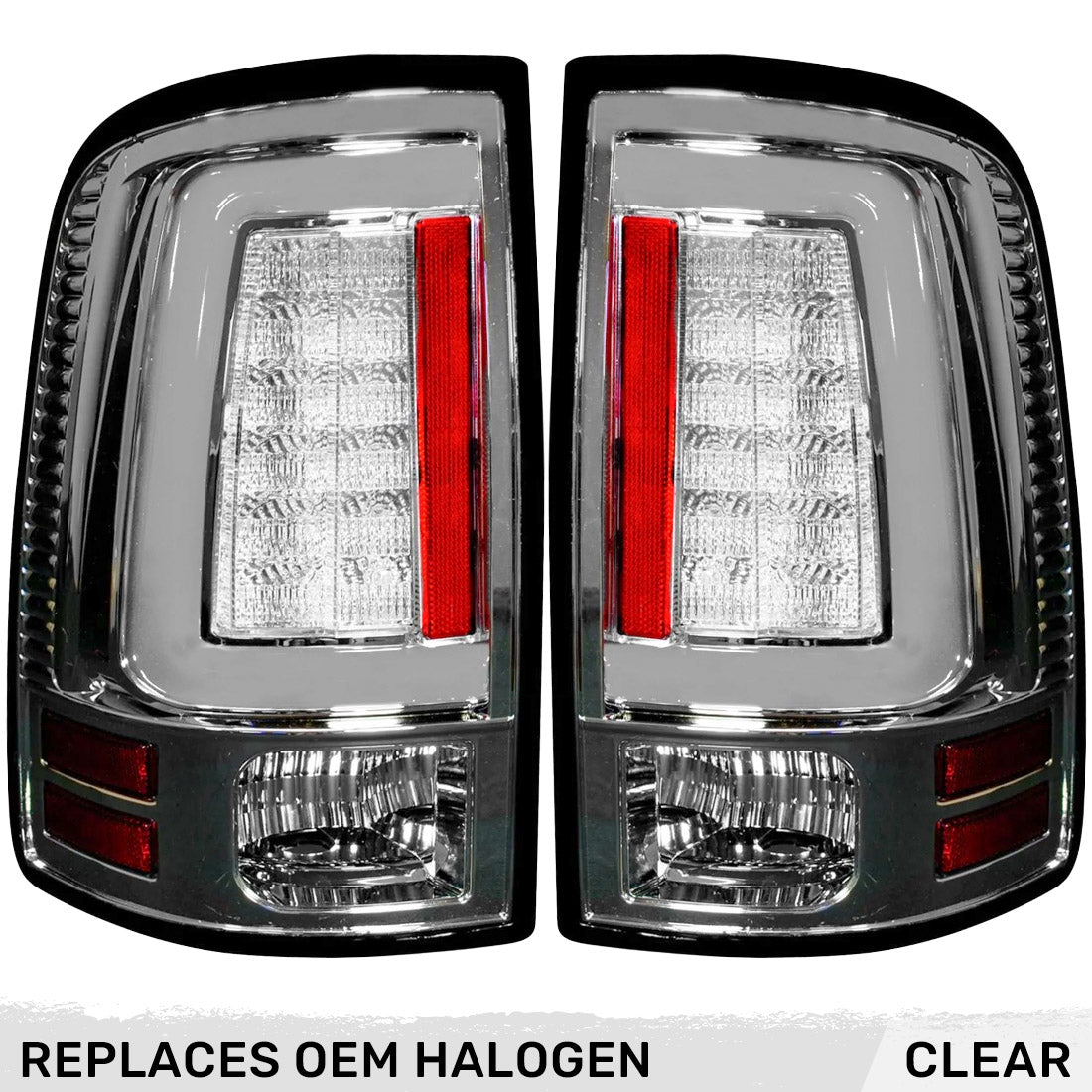 Dodge 09-18 RAM 1500 & 10-18 RAM 2500/3500 OLED TAIL LIGHTS (Replaces Factory OEM Halogen Tail Lights) - Clear Lens - Image 2