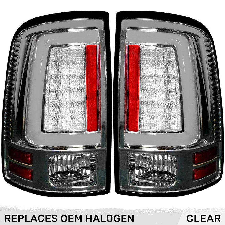 Dodge 09-18 RAM 1500 & 10-18 RAM 2500/3500 OLED TAIL LIGHTS (Replaces Factory OEM Halogen Tail Lights) - Clear Lens - Image 2
