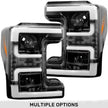 Ford Superduty 17-19 F250/F350/F450/F550 (Replaces OEM Halogen Style Head Lights Only) PROJECTOR HEADLIGHTS w/ Ultra High Power Smooth White OLED DRL & High Power Amber Switchback LED Turn Signals - Smoked / Black