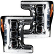 Ford Superduty 17-19 F250/F350/F450/F550 (Replaces OEM Halogen Style Head Lights Only) LED HI & LOW BEAM PROJECTOR HEADLIGHTS w/ Ultra High Power Smooth OLED DRL & SCANNING SWITCHBACK High Power Amber LED Turn Signals - Clear / Chrome - Image 4