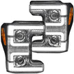 Ford Superduty 17-19 F250/F350/F450/F550 (Replaces OEM Halogen Style Head Lights Only) PROJECTOR HEADLIGHTS w/ Ultra High Power Smooth White OLED DRL & High Power Amber Switchback LED Turn Signals - Clear / Chrome