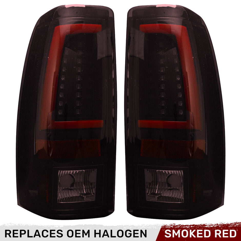 Chevy Silverado & GMC Sierra 99-07 (Fits 2007 "Classic" Body Style Only) OLED TAIL LIGHTS - Dark Red Smoked Lens