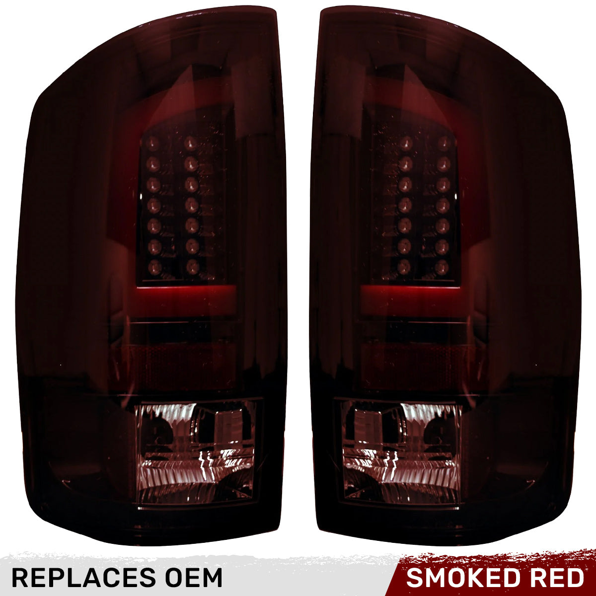 Dodge 07-08 RAM 1500 & 07-09 RAM 2500/3500 OLED TAIL LIGHTS - Dark Red Smoked Lens - Image 3