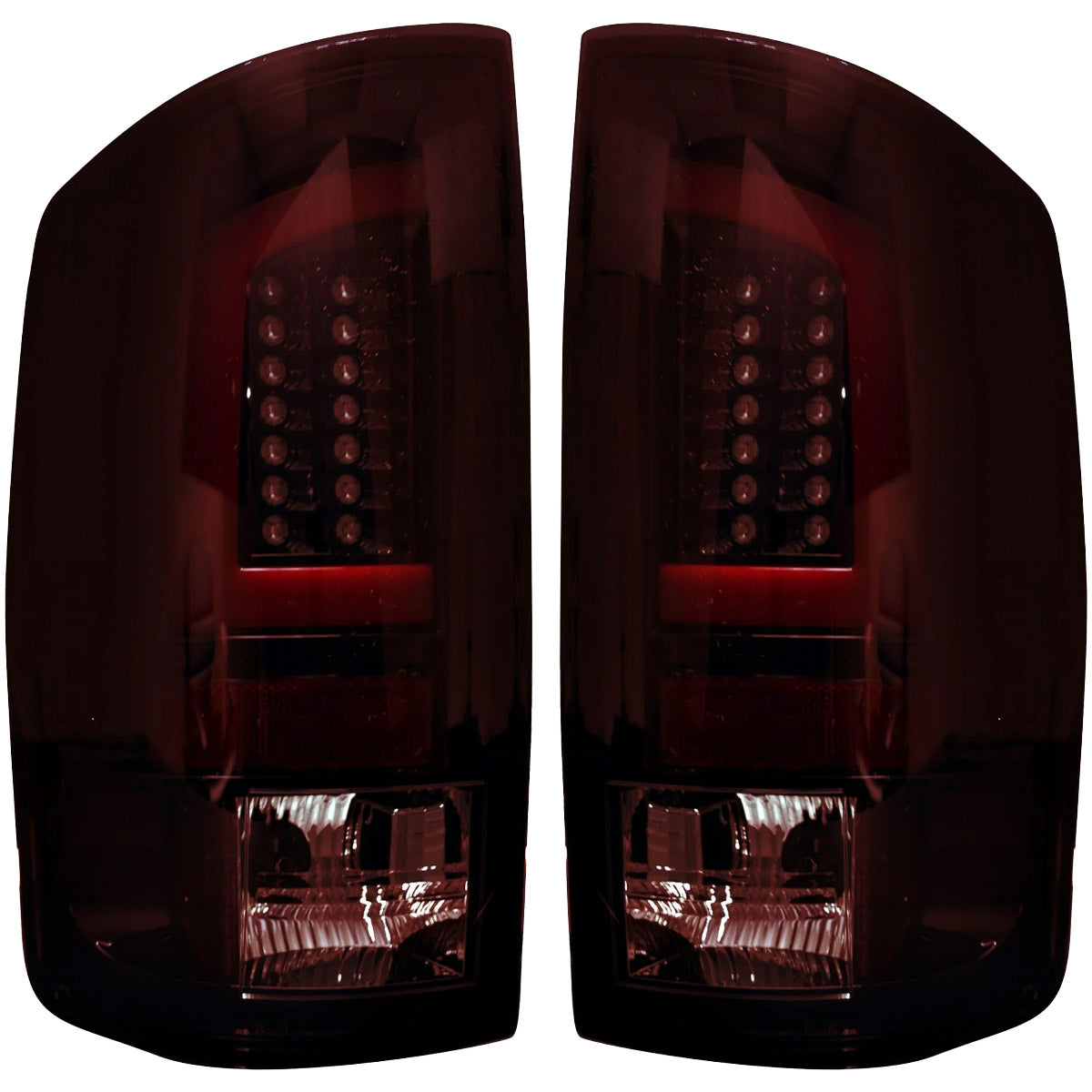 Dodge 07-08 RAM 1500 & 07-09 RAM 2500/3500 OLED TAIL LIGHTS - Dark Red Smoked Lens - Image 2