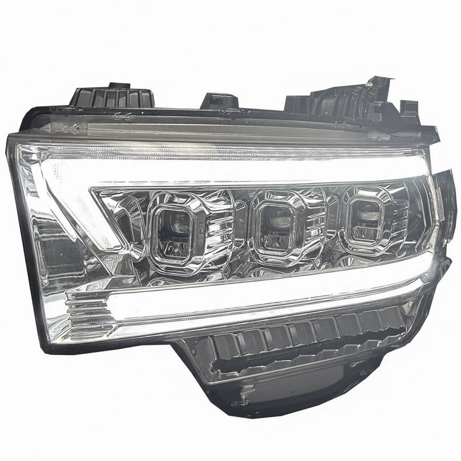 Dodge RAM 19-23 2500/3500 5th GEN Body Style w/ OEM Halogen & Standard Reflector Housing - LED PROJECTOR HEADLIGHTS w/ Ultra High Power Smooth OLED DRL & SCANNING SWITCHBACK High Power Amber LED Turn Signals - Clear / Chrome (Attn: Replaces OEM halogen headlights w standard reflector housing ONLY) - Image 5
