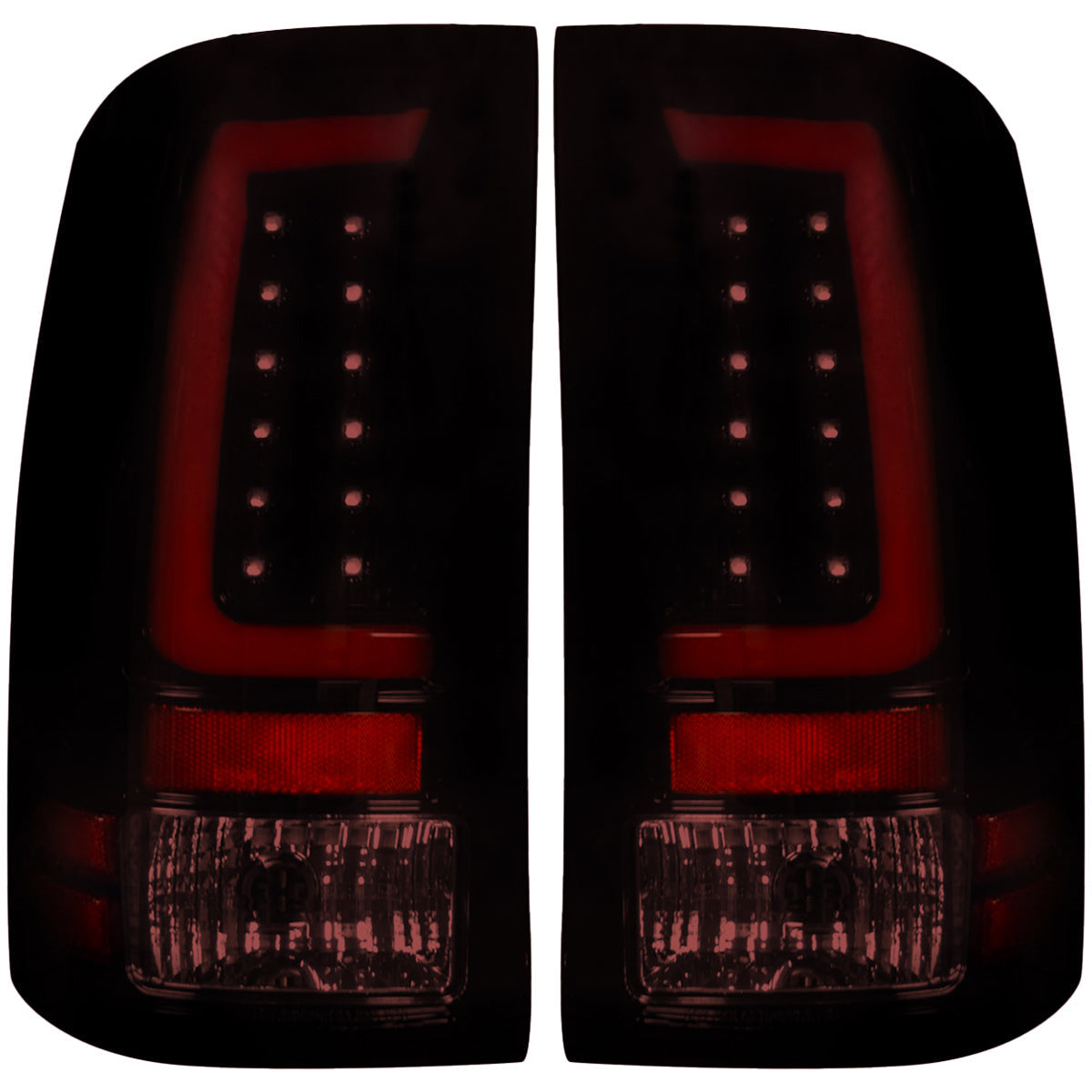 GMC Sierra 07-13 (2nd GEN – SINGLE WHEEL ONLY) OLED TAIL LIGHTS - Dark Red Smoked Lens - Image 2