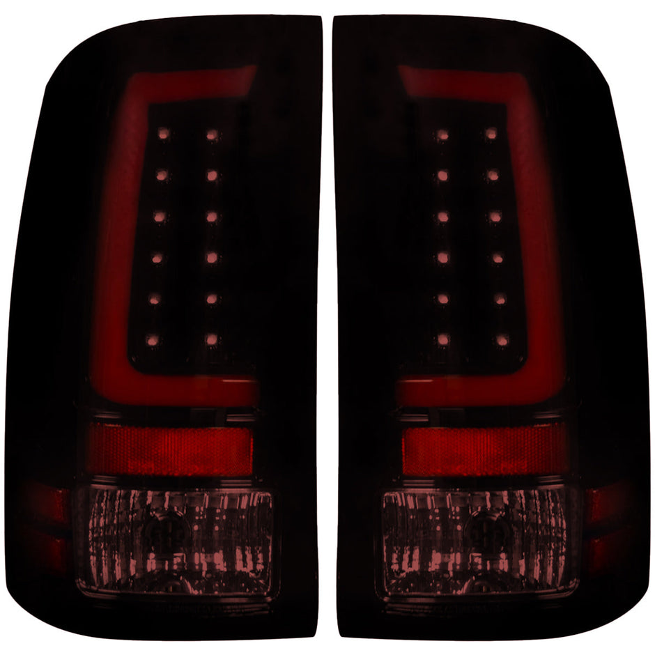 GMC Sierra 07-13 (2nd GEN – SINGLE WHEEL ONLY) OLED TAIL LIGHTS - Dark Red Smoked Lens - Image 2