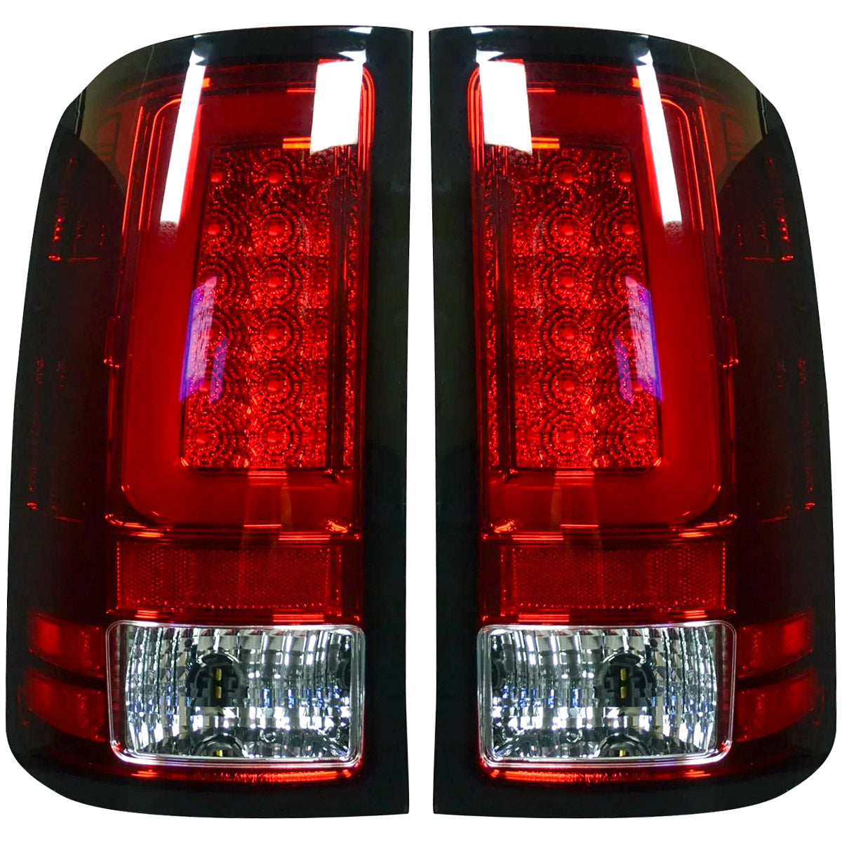GMC Sierra 07-13 (2nd GEN – SINGLE WHEEL ONLY) OLED TAIL LIGHTS - Red Lens - Image 2