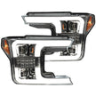 Ford F150 18-20 PROJECTOR HEADLIGHTS w/ Ultra High Power Smooth White OLED DRL & SCANNING SWITCHBACK High Power Amber LED Turn Signals (Replaces OEM Halogen Style Head Lights Only) - Clear / Chrome - Image 3