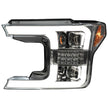 Ford F150 18-20 PROJECTOR HEADLIGHTS w/ Ultra High Power Smooth White OLED DRL & SCANNING SWITCHBACK High Power Amber LED Turn Signals (Replaces OEM Halogen Style Head Lights Only) - Clear / Chrome
