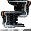 Ford F150 18-20 LED HEADLIGHTS w/ Ultra High Power LED HI & LOW BEAM & Smooth OLED DRL & SCANNING SWITCHBACK Amber LED Turn Signals (Replaces OEM Halogen Style Head Lights Only) - Smoked / Black - Image 2