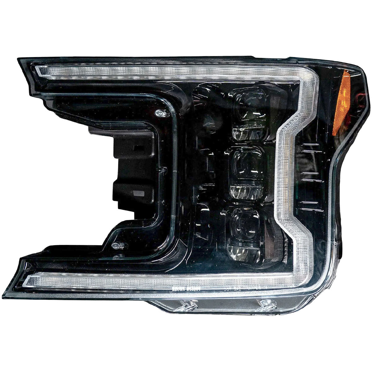 Ford F150 18-20 LED HEADLIGHTS w/ Ultra High Power LED HI & LOW BEAM & Smooth OLED DRL & SCANNING SWITCHBACK Amber LED Turn Signals (Replaces OEM Halogen Style Head Lights Only) - Smoked / Black - Image 3