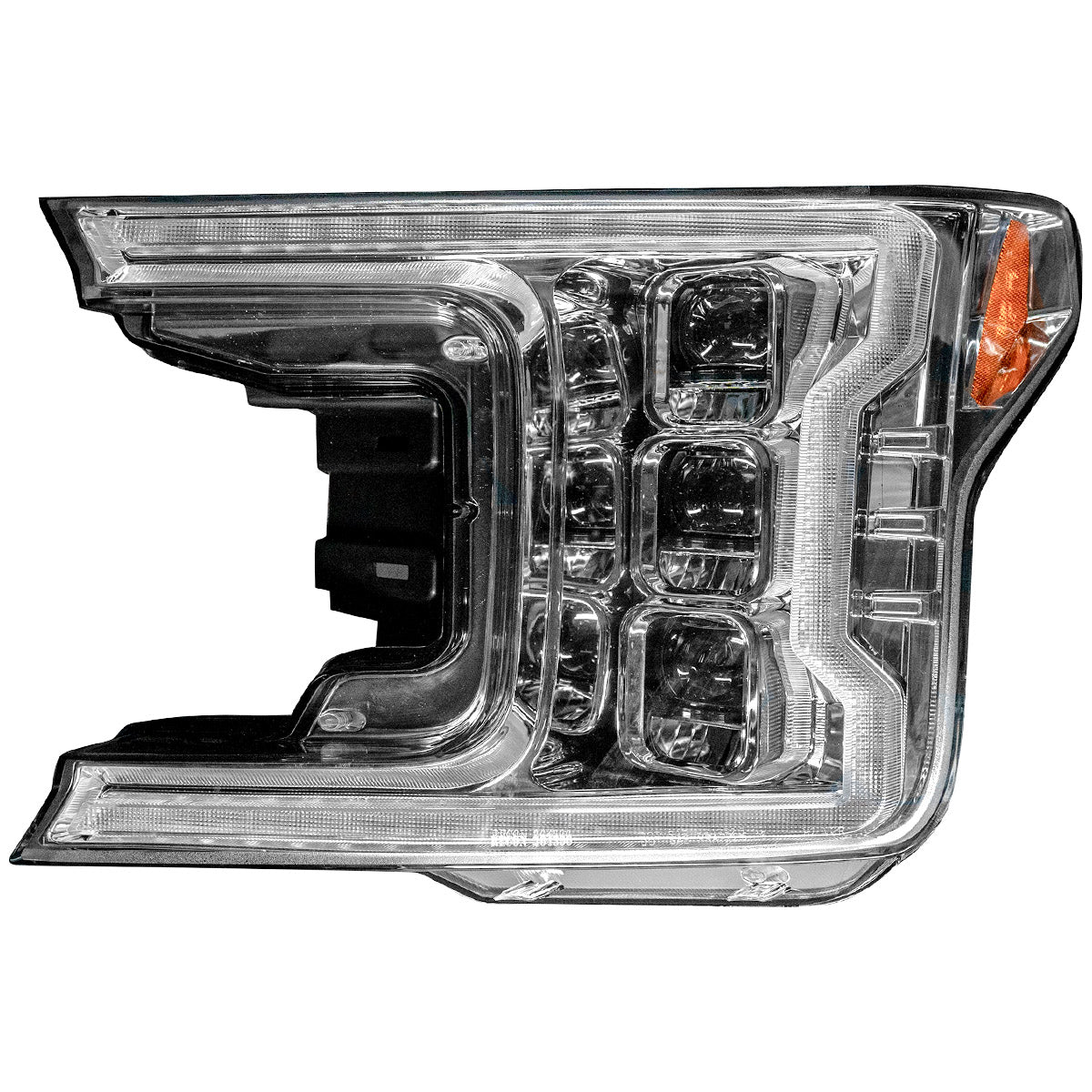 Ford F150 18-20 LED HEADLIGHTS w/ Ultra High Power LED HI & LOW BEAM & Smooth OLED DRL & SCANNING SWITCHBACK Amber LED Turn Signals (Replaces OEM Halogen Style Head Lights Only) - Clear / Chrome - Image 3