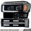 Chevrolet Silverado 19-22 1500 (4th GEN Body Style & 2022 Non-Refreshed Version) w/ OEM Halogen & Standard Reflector Housing - Halogen PROJECTOR HEADLIGHTS w/ Ultra High Power Smooth OLED DRL & SCANNING SWITCHBACK High Power Amber LED Turn Signals - Smoked / Black - Image 3
