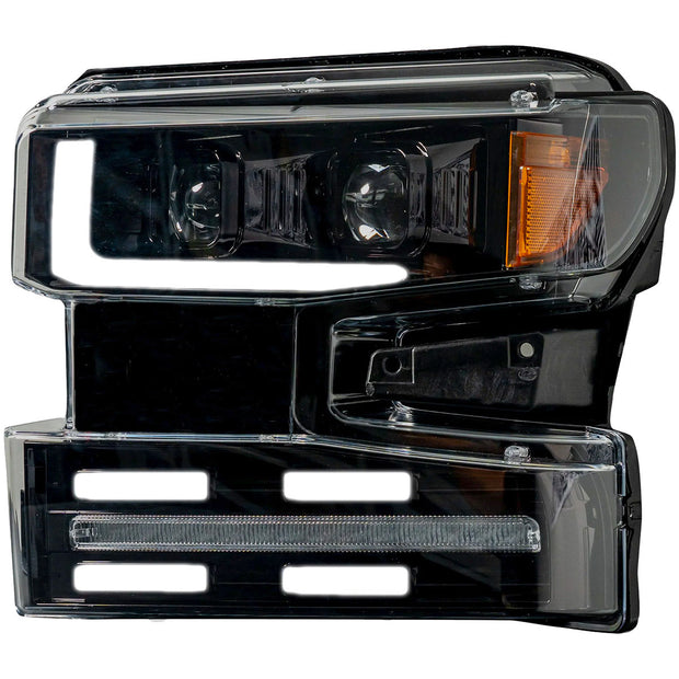 Chevrolet Silverado 19-22 1500 (4th GEN Body Style & 2022 Non-Refreshed Version) w/ OEM Halogen & Standard Reflector Housing - Halogen PROJECTOR HEADLIGHTS w/ Ultra High Power Smooth OLED DRL & SCANNING SWITCHBACK High Power Amber LED Turn Signals - Smoked / Black - Image 2