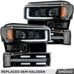 Chevrolet Silverado 19-22 1500 (4th GEN Body Style & 2022 Non-Refreshed Version) w/ OEM Halogen & Standard Reflector Housing - Halogen PROJECTOR HEADLIGHTS w/ Ultra High Power Smooth OLED DRL & SCANNING SWITCHBACK High Power Amber LED Turn Signals - Smoked / Black - Image 5