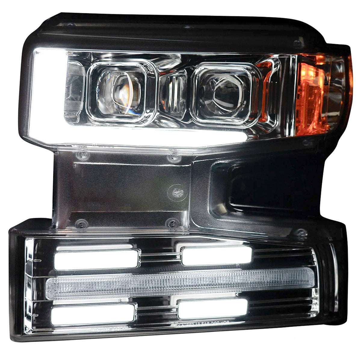 Chevrolet Silverado 19-22 1500 (4th GEN Body Style & 2022 Non-Refreshed Version) w/ OEM Halogen & Standard Reflector Housing - Halogen PROJECTOR HEADLIGHTS w/ Ultra High Power Smooth OLED DRL & SCANNING SWITCHBACK High Power Amber LED Turn Signals - Clear / Chrome - Image 2