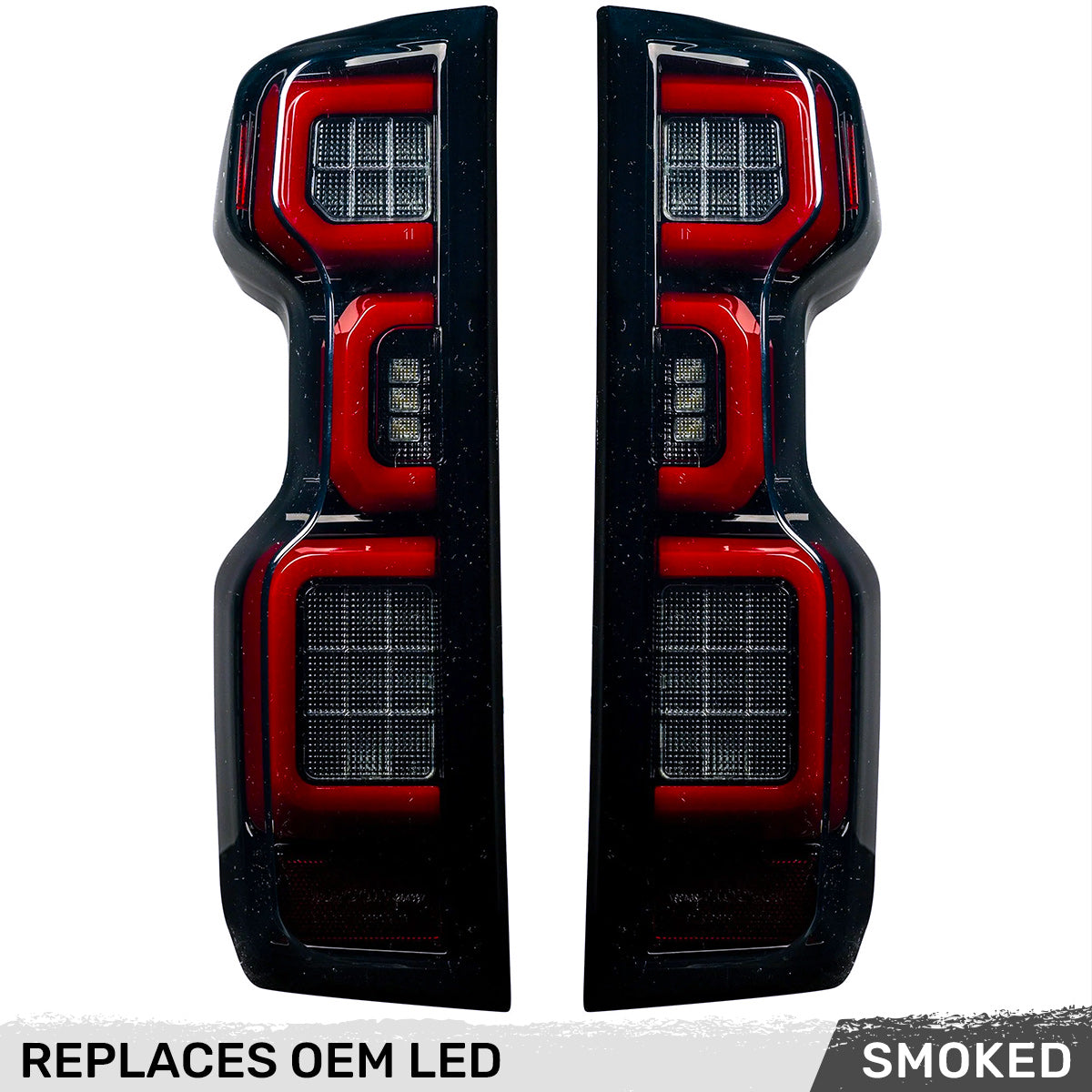 Chevy Silverado 19-23 1500 & 20-23 2500/3500 (Replaces Factory OEM LED Tail Lights ONLY) 4th GEN Body Style OLED TAIL LIGHTS - Smoked Lens - Image 3