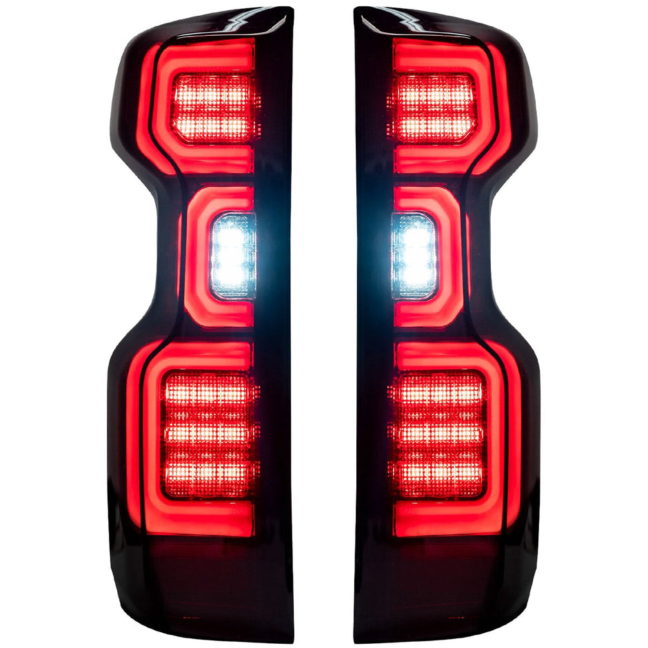 Chevy Silverado 19-23 1500 & 20-23 2500/3500 (Replaces Factory OEM LED Tail Lights ONLY) 4th GEN Body Style OLED TAIL LIGHTS - Smoked Lens - Image 2