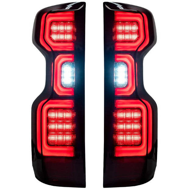 Chevy Silverado 19-23 1500 & 20-23 2500/3500 (Replaces Factory OEM LED Tail Lights ONLY) 4th GEN Body Style OLED TAIL LIGHTS - Smoked Lens - Image 2