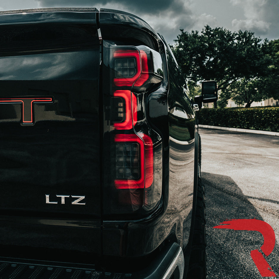 Chevy Silverado 19-23 1500 & 20-23 2500/3500 (Replaces Factory OEM LED Tail Lights ONLY) 4th GEN Body Style OLED TAIL LIGHTS - Smoked Lens - Image 4