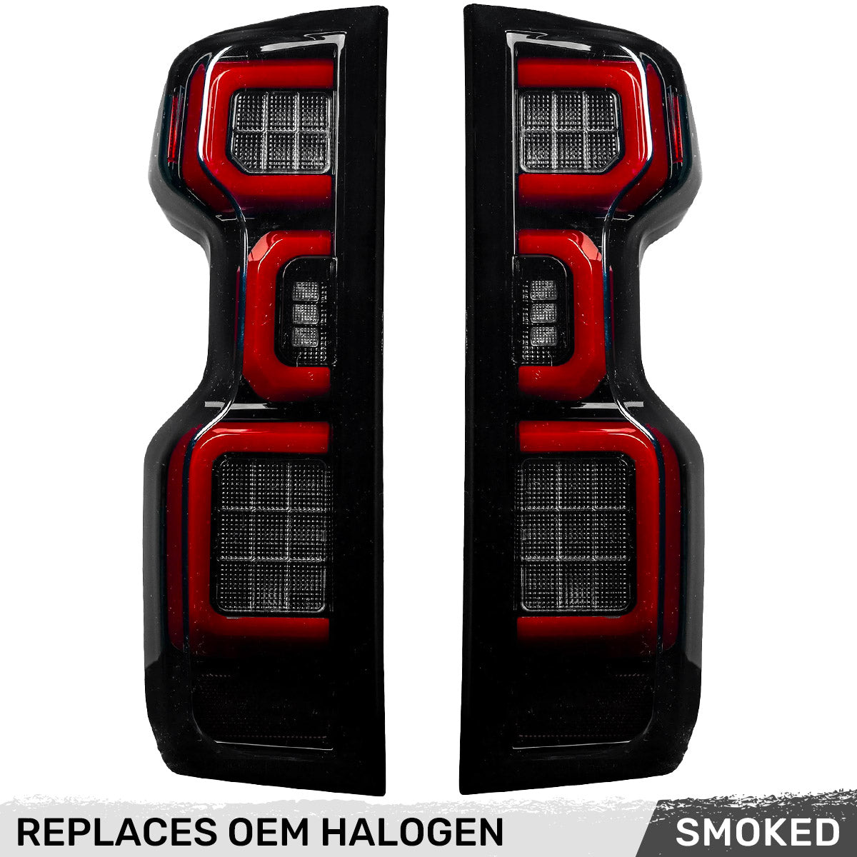 Chevy Silverado 19-23 1500 & 20-23 2500/3500 (Replaces Factory OEM Halogen Tail Lights ONLY) 4th GEN Body Style OLED TAIL LIGHTS - Smoked Lens - Image 3