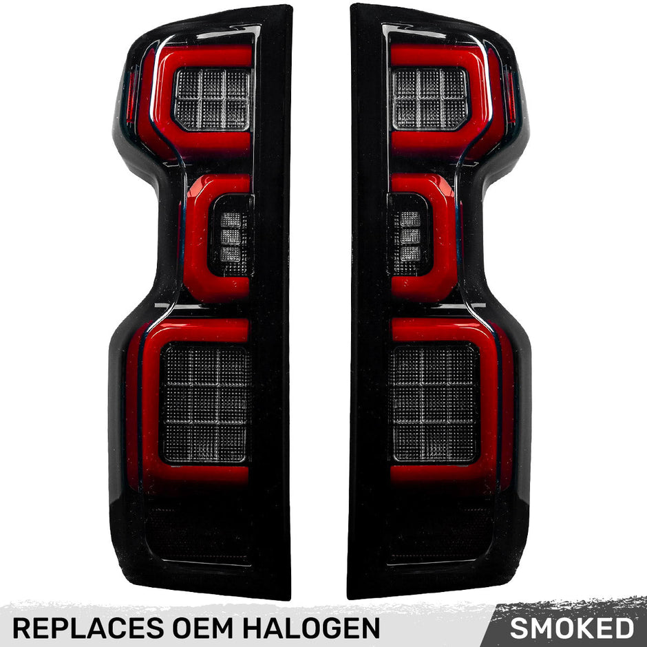 Chevy Silverado 19-23 1500 & 20-23 2500/3500 (Replaces Factory OEM Halogen Tail Lights ONLY) 4th GEN Body Style OLED TAIL LIGHTS - Smoked Lens - Image 3