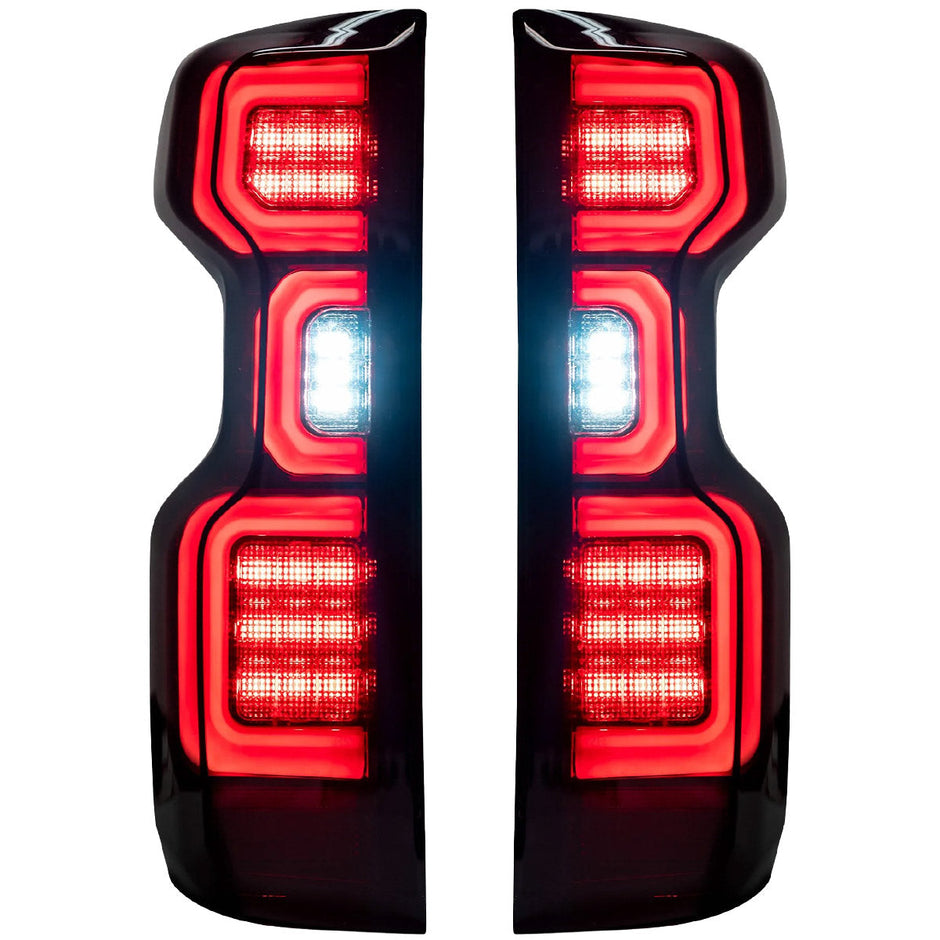 Chevy Silverado 19-23 1500 & 20-23 2500/3500 (Replaces Factory OEM Halogen Tail Lights ONLY) 4th GEN Body Style OLED TAIL LIGHTS - Smoked Lens - Image 4