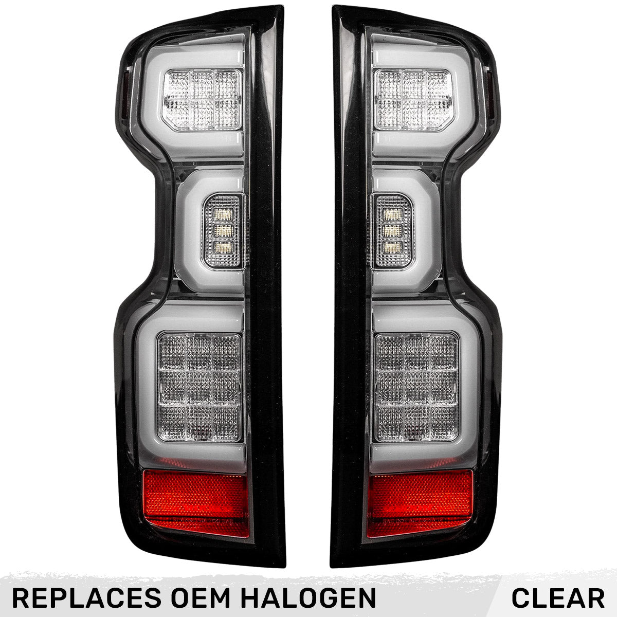 Chevy Silverado 19-23 1500 & 20-23 2500/3500 (Replaces Factory OEM Halogen Tail Lights ONLY) 4th GEN Body Style OLED TAIL LIGHTS - Clear Lens