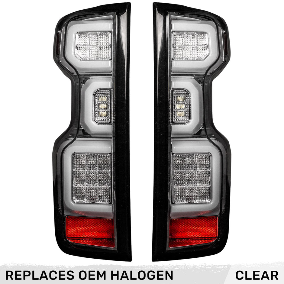 Chevy Silverado 19-23 1500 & 20-23 2500/3500 (Replaces Factory OEM Halogen Tail Lights ONLY) 4th GEN Body Style OLED TAIL LIGHTS - Clear Lens