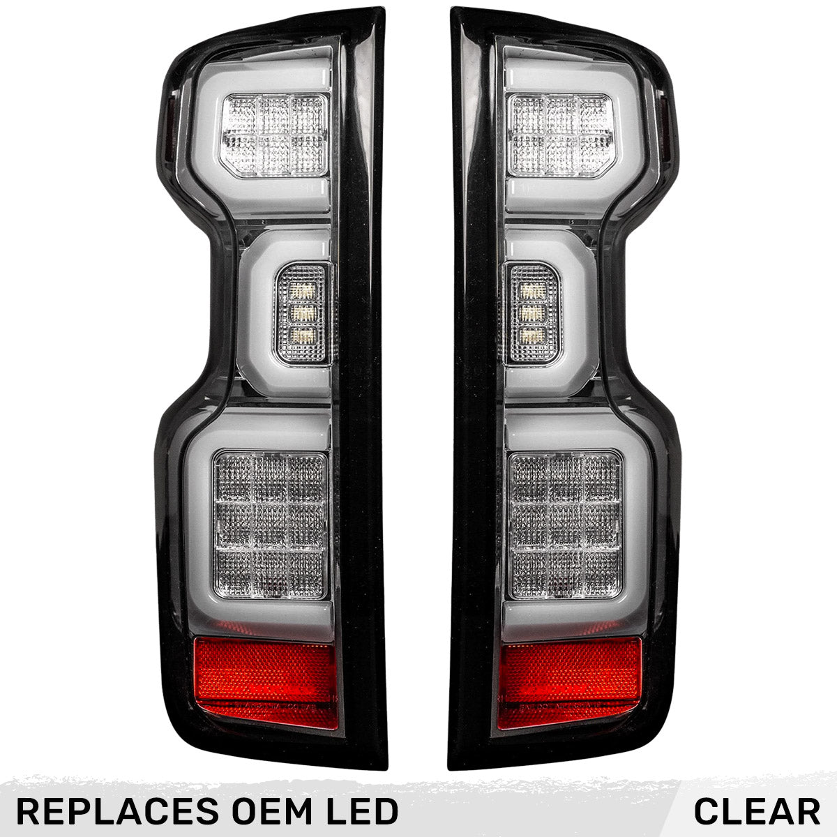 Chevy Silverado 19-23 1500 & 20-23 2500/3500 (Replaces Factory OEM LED Tail Lights ONLY) 4th GEN Body Style OLED TAIL LIGHTS - Clear Lens