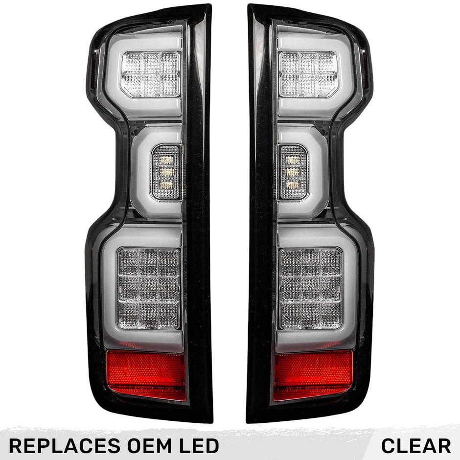 Chevy Silverado 19-23 1500 & 20-23 2500/3500 (Replaces Factory OEM LED Tail Lights ONLY) 4th GEN Body Style OLED TAIL LIGHTS - Clear Lens