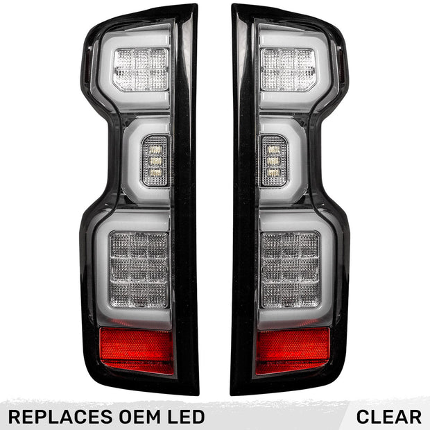 Chevy Silverado 19-23 1500 & 20-23 2500/3500 (Replaces Factory OEM LED Tail Lights ONLY) 4th GEN Body Style OLED TAIL LIGHTS - Clear Lens
