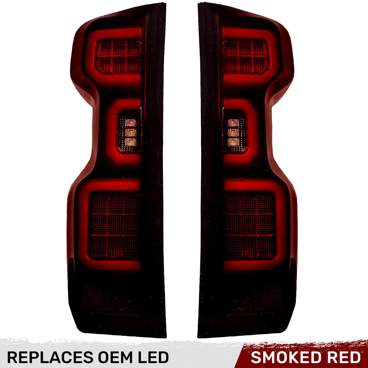 Chevy Silverado 19-23 1500 & 20-23 2500/3500 (Replaces Factory OEM LED Tail Lights ONLY) 4th GEN Body Style OLED TAIL LIGHTS - Red Smoked Lens - Image 2