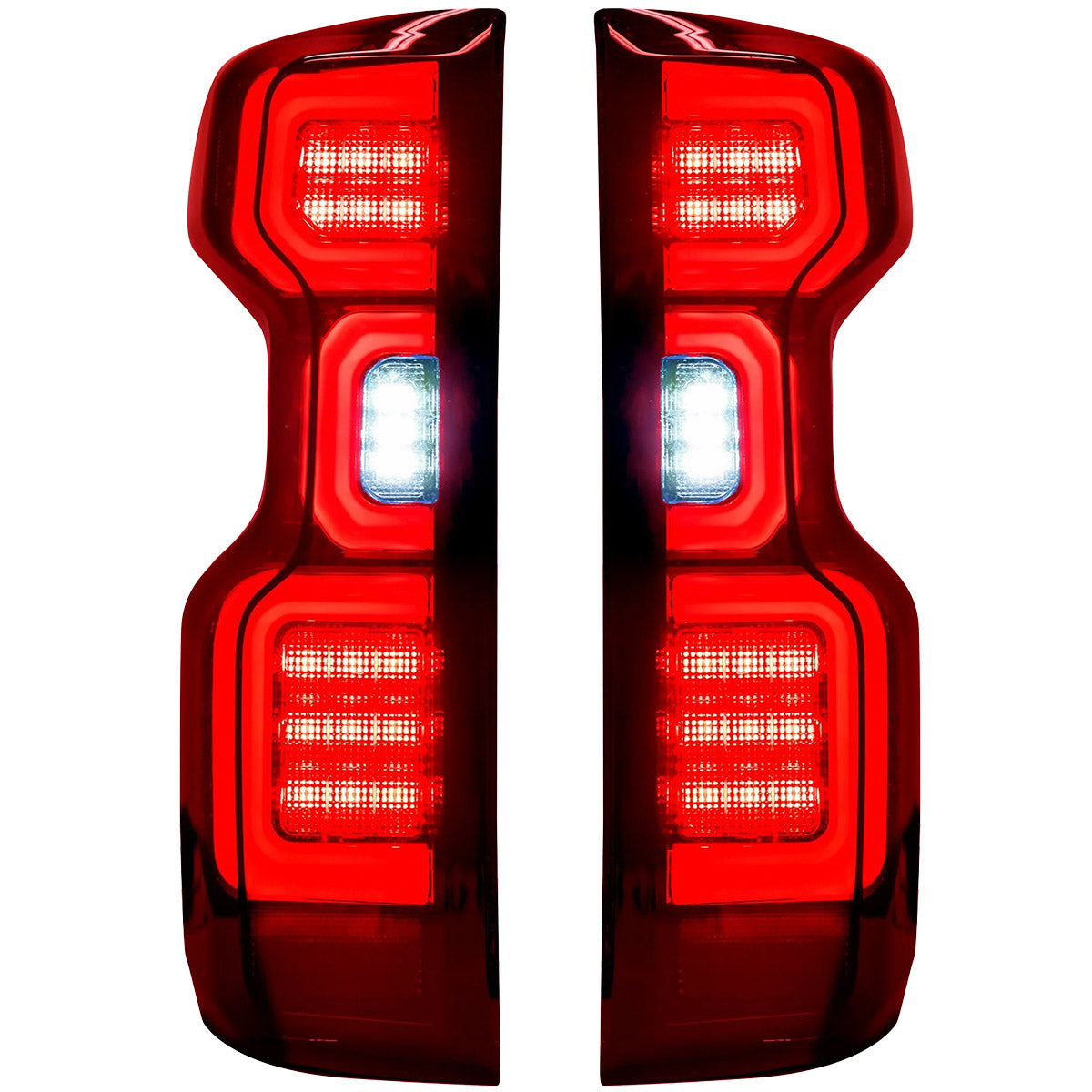Chevy Silverado 19-23 1500 & 20-23 2500/3500 (Replaces Factory OEM LED Tail Lights ONLY) 4th GEN Body Style OLED TAIL LIGHTS - Red Smoked Lens