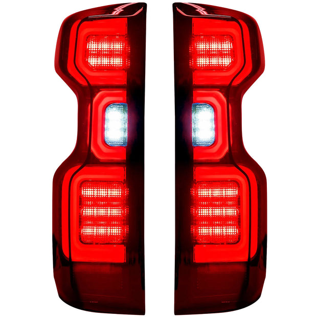 Chevy Silverado 19-23 1500 & 20-23 2500/3500 (Replaces Factory OEM LED Tail Lights ONLY) 4th GEN Body Style OLED TAIL LIGHTS - Red Smoked Lens