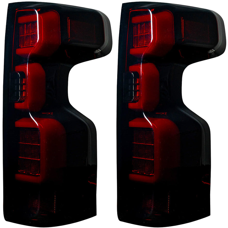Chevy Silverado 19-23 1500 & 20-23 2500/3500 (Replaces Factory OEM LED Tail Lights ONLY) 4th GEN Body Style OLED TAIL LIGHTS - Red Smoked Lens - Image 4